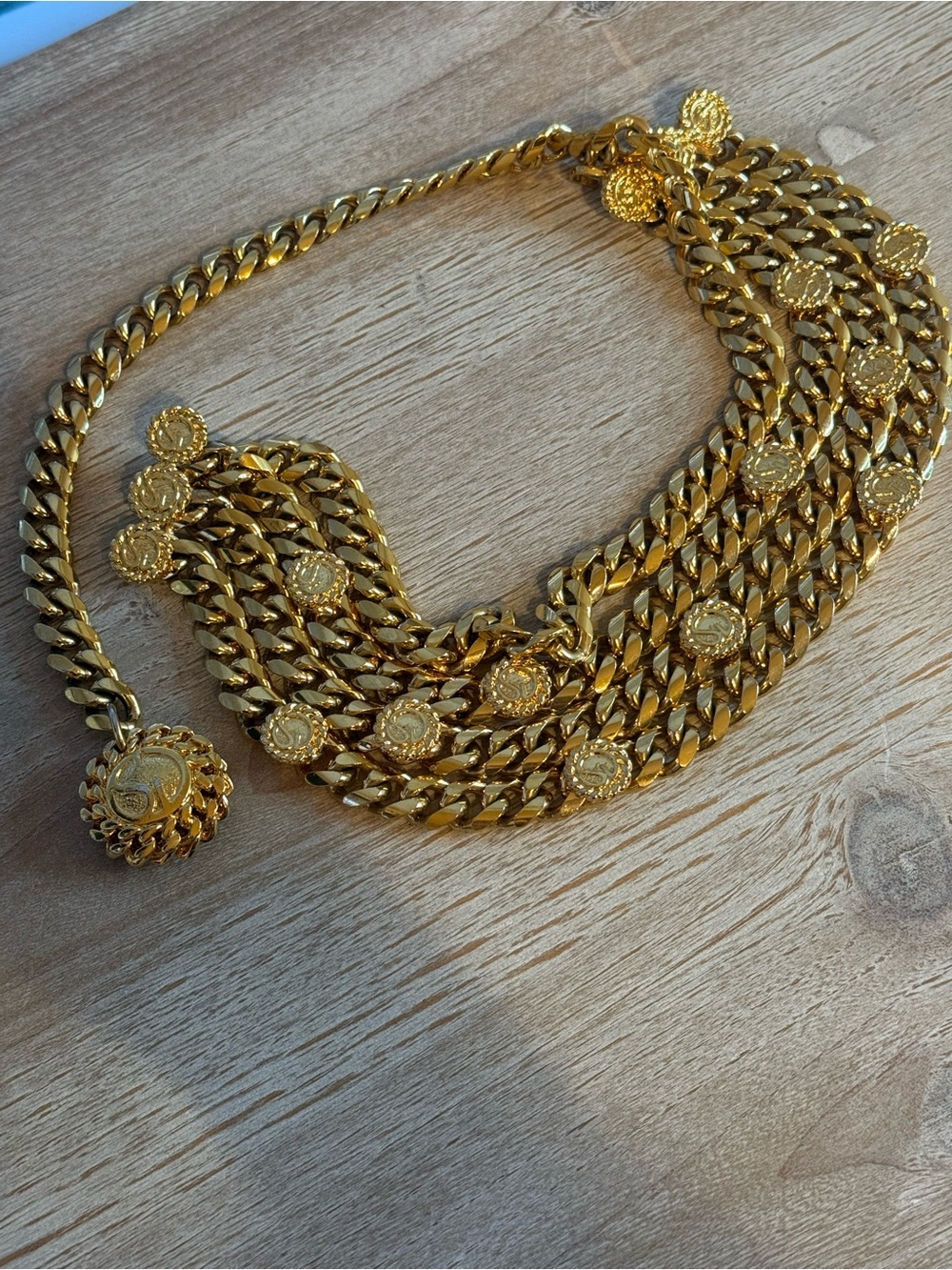St. John Gold-Tone Multi-Chain Belt with Signature Medallions - Picture 8 of 10